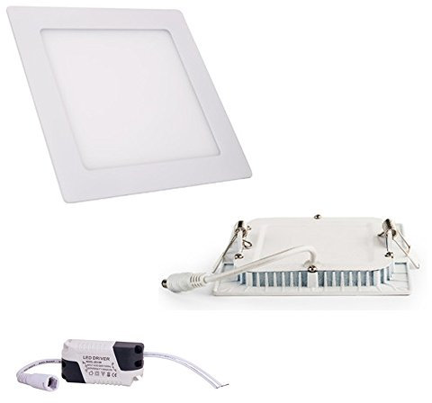 LED Panel Lampe Ultraslim Deckenleuchte Einbauleuchte Wandleuchte mit Trafo 230V 6W12W18W24W warmweiß/neutralweiß Rund/Eckig (12W Eckig Warmweiß)
