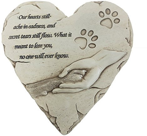 Herzförmiger Gedenkstein für Hunde oder Katzen, für den Garten, für den Garten, Terrasse oder Rasen, Syampathie für Haustiere, Hundeverlustgeschenk (Pfotenabdruck-Stein), 24,4 x 24,1 cm