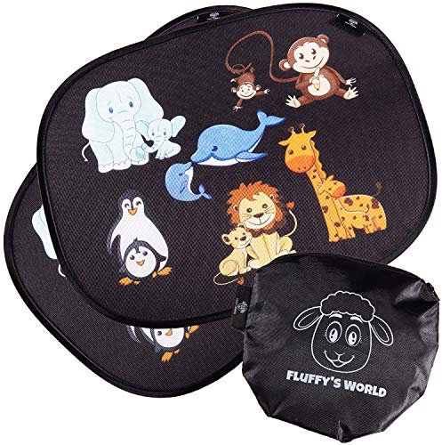 Fluffy's World Tendine parasole Auto bambini - con protezione UV -con foglio adesivo statico