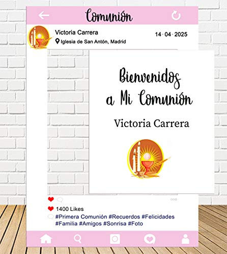 Photocall Instagram y Cartel de comunión 80x110cm Rosa| Personaliza tu Instagram de comunión| Instagram económico