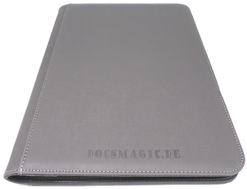 docsmagic.de Premium Pro-Player 12-Pocket Playset Zip-Album Silver - 480 Card Binder - MTG - PKM - YGO - Reissverschluss Silber