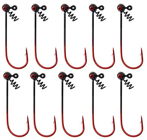 Shakyhead Jig Hooks Fishing Lures - 10pcs Football Jigs Head Wobble Head Jig with Screw Lock Barbed Hooks for Bass Fishing 1/16oz,1/8oz,1/4oz (1/4oz-10pcs)