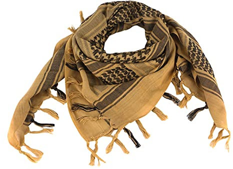 FOCUHUNTER Shemagh Military Tactical Desert Keffiyeh Schal - Head Neck Baumwolle 43x43 Zoll Bunte Arabische Wrap Mit Quaste für Männer & Frauen (Sand)