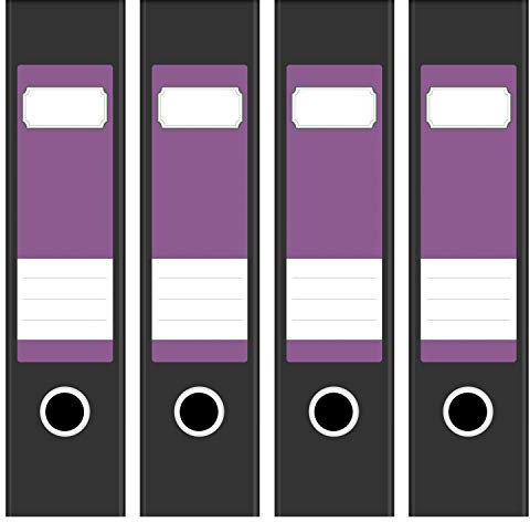 Ordneretiketten | 4 Aufkleber für breite Akten-Ordner | Farbe Sattes Lila | selbstklebende Design Akten-Etiketten | Deko Sticker für Rückenschilder Ordnerrücken | zum Beschreiben