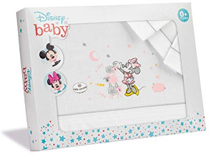 Interbaby MN007-18 3 Stück Bettwäschen Bett 70X140 Disney Minnie Mouse Weiss/Grau.