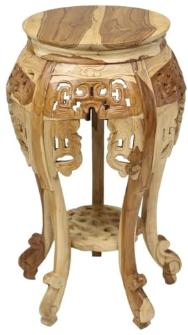 Oriental Galerie Rundhocker Pott Blumenhocker Beistelltisch Nachttisch Holz Hocker Barock Massiv Natur Mittel