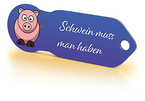 Einkaufswagenlöser ® Schwein muss man haben/Schlüsselanhänger Einkaufschip mit Schlüsselfundservice/Abziehbarer Einkaufswagenchip Metall, Chip Einkaufswagen, Key Finder / 1 Stück