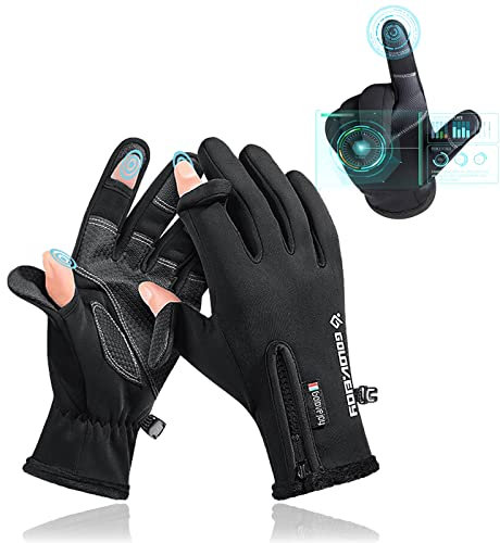 HITNEXT Fahrradhandschuhe, Mountainbike Motorrad Ski Touchscreen Handschuhe, 2-Fingerless Winter Workout Biking Handschuhe für Männer Frauen