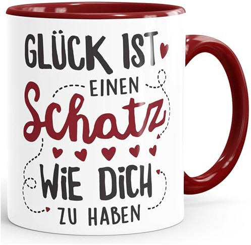 SpecialMe® Kaffee-Tasse Glück ist einen Schatz wie dich zu haben Geschenk Liebe Liebeserklärung Inner-bordeaux Keramik-Tasse