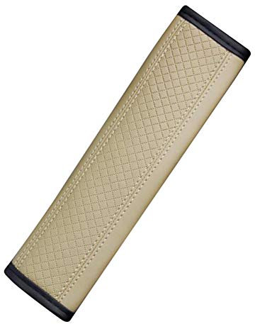Auto Gurtschutz, Gurtpolster Auto Sicherheitsgurt Schulterpolster PU Leder Sicherheitsgurtbezug Schulterschoner Polster Gurt Schulter für Auto Sicherheitsgurt, Rucksack, Umhängetasche,Beige