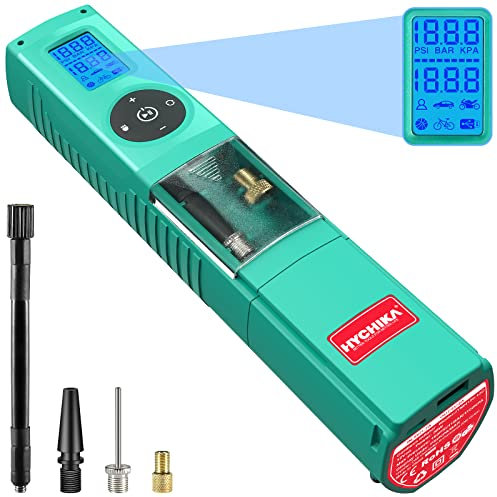 HYCHIKA Tyre Inflator, 12V Cordless Bike Pump, 160PSI Portable Air Compressor, USB Port Charge, 5 Inflating Modes, LED Light, 3 Model Display Units for Car, Bike