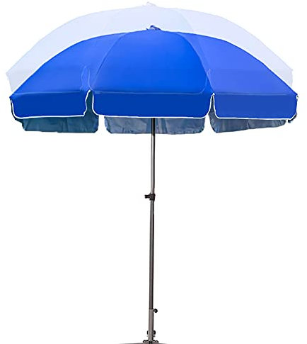 YXW 240 cm Sonnenschirm Rund Gartenschirm Marktschirm Terrassenschirm Strandschirm in Blau, Höhenverstellbar/Wasserdicht/UV-Schutz 50+, Eisenpfosten(ohne Sockel)