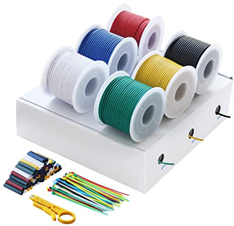 Hook up Wire Kit- HuLuWa 20AWG 0.52mm² Electrical Wire Flexible Wire kit 6 Colors(12.2 Meters/40.02Feet Each) for DIY RC Aircraft,RC Vehicle,Model Ships,Lamps,Household Appliances,Meters Ect.