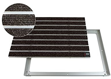 EMCO Eingangsmatte DIPLOMAT Large Rips braun 22mm + ALU Rahmen Fußmatte Schmutzfangmatte Fußabtreter Antirutschmatte, Größe:1000 x 500 mm