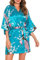 Vlazom Kimono Japonais Femme Mariage Satin Court Peignoir Bride Paon kimono Mariage Peignoir Bridesmaid Chemise de Nuit,M,Bleu