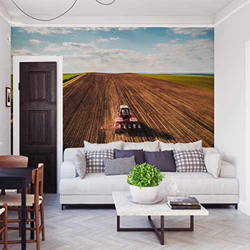 Muralo Selbstklebende FOTOTAPETE 416x290 TAPETE Wandtapeten Feld Traktor Himmel Aussicht von Oben Wohnzimmer Schlafzimmer Moderne Wandbilder XXL Wand Dekoration Abstrakt Br. 416 cm x Hö. 290 cm