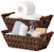 GRANNY SAYS Aufbewahrungskörbe für Regale, 2 Stück Körbe Aufbewahrung Geflochten, Regalkörbe mit Holzgriffen Aufbewahrung Badezimmer, Körbe Handgeflochtene, Wicker Storage Baskets for Shelf - Braun