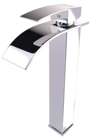 Kadelg Hoch Wasserhahn Wasserfall Bad,Einhebelmischer Bad,Hoch Waschtischarmatur Wasserfall Wasserhahn Chrom,Einhebelmischer Keramikventil Waschtischmischer fürs bad