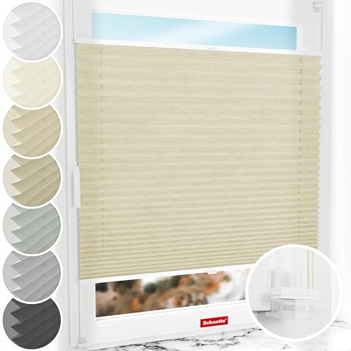 Schuette® Plissee ohne Bohren ● Dolomite Kollektion: Wet Stand (Beige) ● 100x120cm (Breite x Höhe) ● Suprafix Faltrollo Klemmfix 2.0 Rollo ● 60 Sekunden Plisseerollo Montage inkl. Video