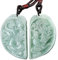 LXMYLI Grüne Echte Smaragd Jade Jadeite Geschnitzte Drachen Phoenix Double Couples Halskette Amulett Anhänger für Liebhaber Frauen Männer (Zertifikat, Set von 2)