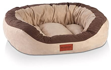 BedDog PRINS Premium Hundebett, aus strapazierfähigem Alicante-Gewebe, Hundesofa mit Seiten, ovales Kissen für Ihr Haustier, Hundecouch - L - Melange