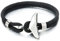 Zweireihige Schwarz Seil Armband, Herren Damen Armreif mit Edelstahl Wal Delfine Schwanz Hakenverschluss