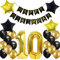 10. Geburtstag Dekoration, 10 Geburtstag Deko Schwarz und Gold, Geburtstagsdeko 10 Jahre Junge, 10 Jahre Geburtstagdeko Junge, Luftballon 10. Geburtstag Deko Mädchen, 10. Party Luftballons