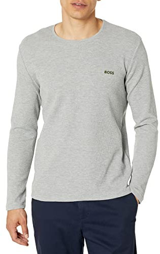 BOSS Men's Waffle Long Sleeve Shirt, Wet Cement Grey, S