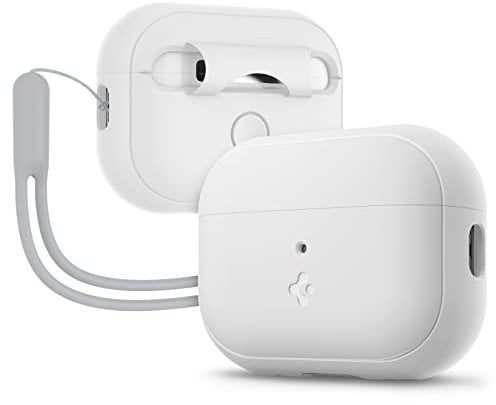 Spigen Silicone Fit Hülle Case Kompatibel mit AirPods Pro 2. Generation (2023/2022) - Weiß/Grau