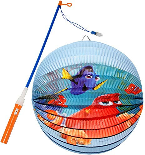 alles-meine.de GmbH 2 TLG. Set: Laterne/Lampion + LED Laternenstab - Findet Nemo - Fisch Dory - aus Papier - RUND - für Kinder Papierlaterne - Laternen Lampions - Figuren -..