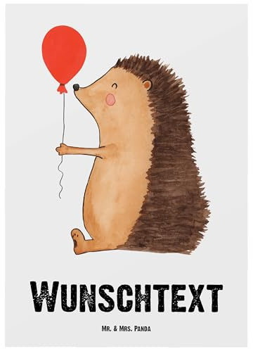 Mr. & Mrs. Panda Personalisierte Postkarte Igel Luftballon - Personalisierte Geschenke, Ansichtskarte mit Namen, Glückwunsch, lustige Sprüche, Tiere,