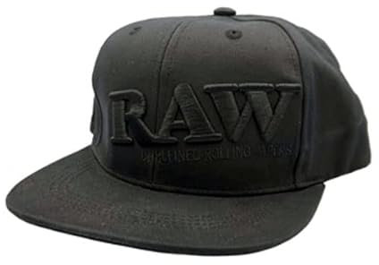 RAW Baseball Cap Flat Brim Snapback Schwarz ON Schwarz, Schwarz , Einheitsgröße