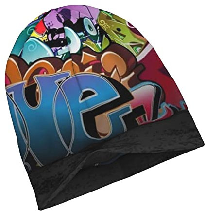 HABXNJF Slouch Beanie Mütze Graffiti Hip Hop Beanie Mütze Skull Cap für alle Jahreszeiten Männer & Frauen, siehe abbildung, One size