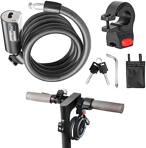 eMjollRay Candado Bicicleta con 2 Llaves 120CM Candado Patinete Electrico con Soporte Candado Moto Cadena Bicicleta Antirrobo para Bici Moto Patinete Scooter