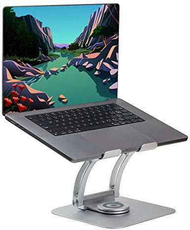 Desire2 Adjustable Laptop Stand for Desk | Rotating Office Desk Accessory for Laptop Computer and Notebook | 14 to 17.3-Inch Laptop Riser for Desk | Ergonomic Home Office Accessory with Anti-Slip Pads
