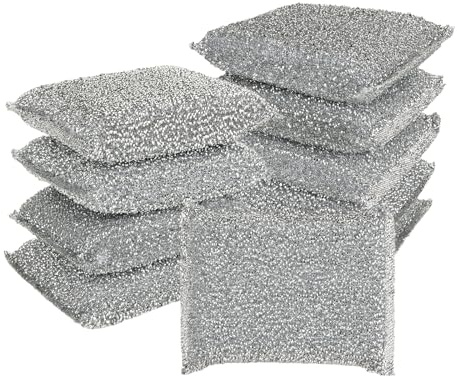 LOLYSIC 10 Stück Glänzerkissen Silber 12,5 x 8 x 2,6 cm, Scheuerschwamm Reinigungstopf und Geschirrtuch, geeignet für alle Arten von Töpfen, Spülen, Glasherden