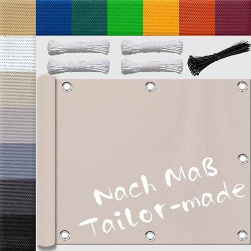 Ufamiluk sonnensegel 2.5x6m Winterfest Balkon terrasse Windschutz wasserdicht Segeltuch Stoff zaunblende sichtschutz für terrassenüberdachung Balkon überdachung Taupe