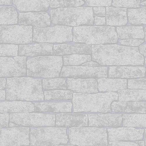 Erismann Imitations 2 Stone Grey Wallpaper 10091-10 - Faux Glitter Brick Wall