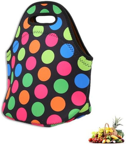 HERCHR Picknick-Aufbewahrungstasche, Thermo-Neopren-isolierte Lunch-Tasche, Tragbare Tragetasche, Lunchbox, Handtasche, Lunch-Tasche, Wiederverwendbar Für Picknick, Camping