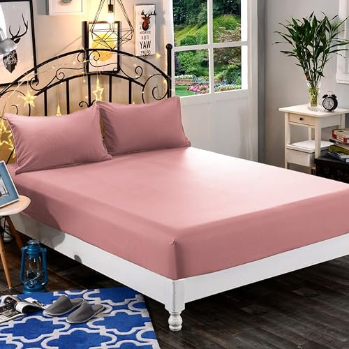 Elegant Comfort, 1-teiliges Spannbetttuch, Fadenzahl 1500, weiche Mikrofaser, Tiefe Tasche bis zu 40,6 cm, Knitter- und lichtbeständig, Queen, Altrosa (Dusty Rose)