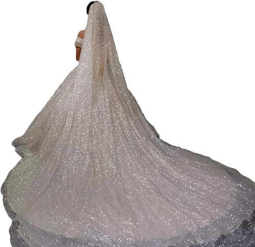 GImLy Lange Bodenlänge Hochzeits Brautschleier Mit Kamm Tüll Brautschleier Elegant Und Schlicht Hochzeitsschleier Schleier Hochzeitszubehör Schleier Der Kathedrale,Champagne,3.7m