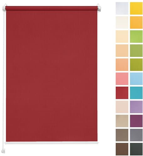 Rettika Sichtschutz Rollo ohne Bohren - Dunkelrot, Breite: 135cm, Höhe 120 - Rollos für Fenster ohne Bohren, Fenster rollos für innen, Jalousien zum Klemmen, Klemmrollo