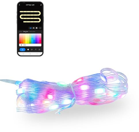 ValueLights | Smart RGBIC DreamColour LED Fairy Strings Lights, IP65 Waterproof, WiFi Lights, Alexa & Google, App Control, Music Sync Light – 5M | Smart Lighting & Home Tech Improvements Essential