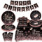 123 Pack Negro y Oro Rosa Fiesta de Cumpleaños Set de Decoración Negro Rosa Oro Feliz Cumpleaños Incluye Platos, Servilletas, Bandera de Cumpleaños, Mantel de Fiesta Para 40 Personas