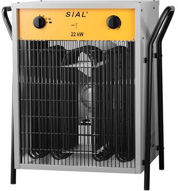 SIAL Industriale Riscaldamento 22 kW - Termoventilatore - Radiatore Elettrico - Adatto per Cantieri, Negozi, Garage, Scantinati(Argenteo)