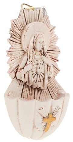 FUNOMOCYA Stylish Holy Water Font Wall Hanging Resin Craft Home Communion Storage Faith Decor