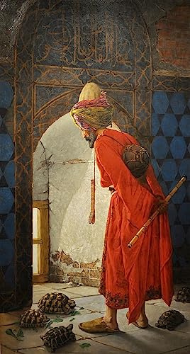 HCOTZHPY Ölgemälde Leinwandbilder Bild Kunst Leinwand Malerei der Schildkrötentrainer von Osman Hamdi Bey Ölgemälde Bilder für Wanddekoration 60x90cm