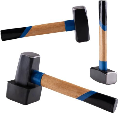 SmartyFix Plattenverlegehammer 1500 g – Vorschlaghammer mit Holzstiel & Gummi-Schlagkopf – Profi-Werkzeug für Pflastersteine, Fliesen & Gartenbau