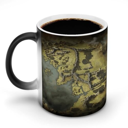 NQHJT Keramiktasse, Mittelerd-Karte, Kaffeetasse für Büro, lustige magische Tasse, thermochrome Tasse, wärmeempfindliche Tasse, Farbwechsel-Tasse für Zuhause