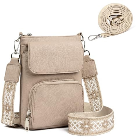 unisoul Handytasche zum Umhängen große Kapazität Handy Umhängetasche,PU Leder Crossbody Bag Damen, Handytasche mit Geldbörse zum Umhängen Mit Kreditkartenfach und 2 abnehmbarer Schultergur